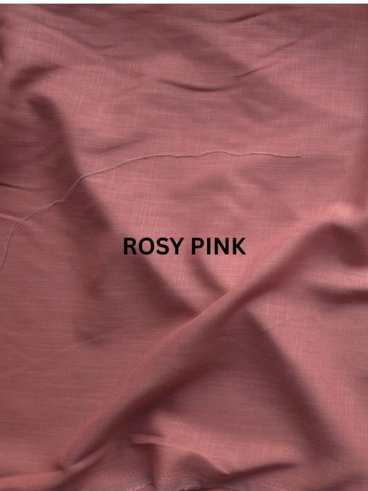 Linen Cotton Blend Fabric - Rosy Pink (55% Linen 45% Cotton, 150 GSM, 60" Wide)