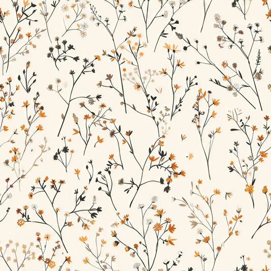Printed Cotton Fabric - Grey Botanical Branches (100% Cotton, 100 GSM, 60" Wide)
