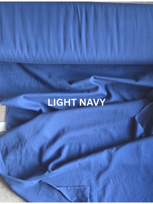 Linen Cotton Blend Fabric - Light Navy (55% Linen 45% Cotton, 150 GSM, 60" Wide)