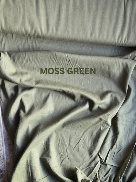 Linen Cotton Blend Fabric - Moss Green (55% Linen 45% Cotton, 150 GSM, 60" Wide)