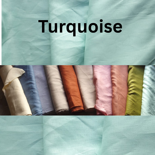 100% Pure Linen Fabric - Turquoise 04 (200 GSM, 60" Wide)