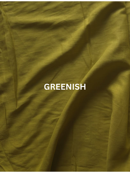 Linen Cotton Blend Fabric - Greenish (55% Linen 45% Cotton, 150 GSM, 60" Wide)