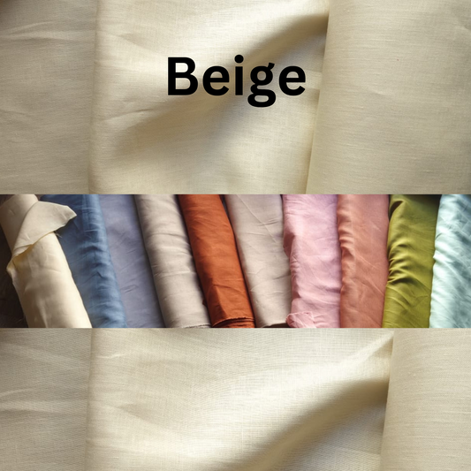 100% Pure Linen Fabric - Beige (200 GSM, 60" Wide)