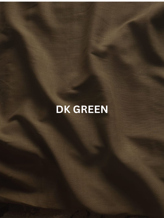 Linen Cotton Blend Fabric - DK Green (55% Linen 45% Cotton, 150 GSM, 60" Wide)