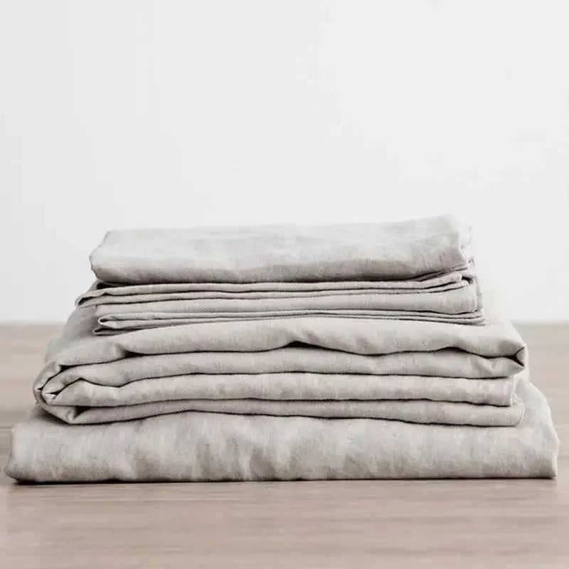 Stone-Washed 100% Linen Flat Sheet Set - 3 Piece with Pillowcases