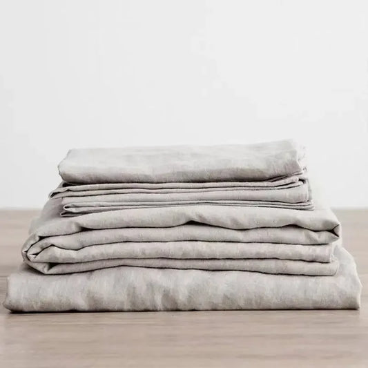 Stone-Washed 100% Linen Flat Sheet Set - 3 Piece with Pillowcases