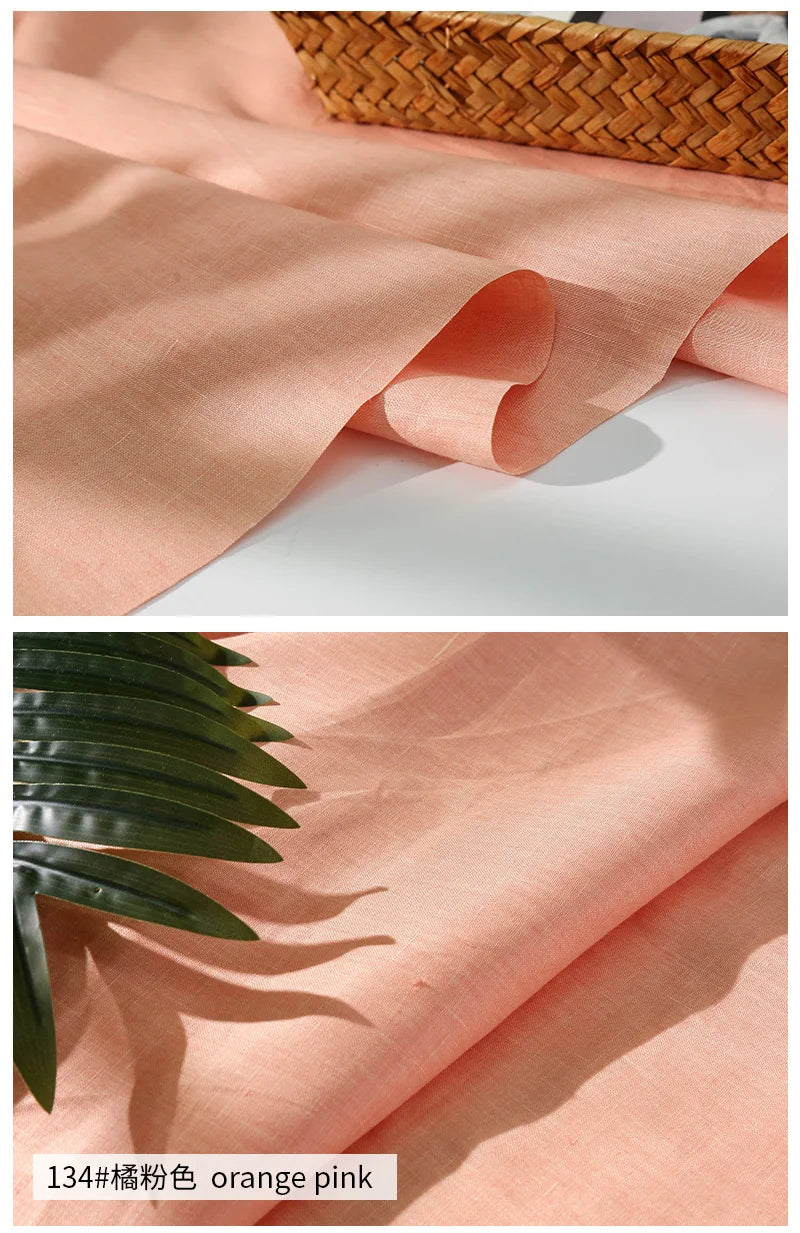 100% Linen Sewing Fabric Solid Color Natural Plant Dyed Fabric For Sewing Tops, Pants, Skirts Breathable Materials By 2 Yards