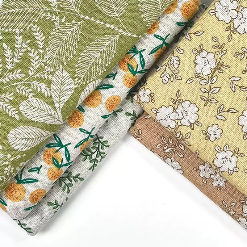 Printed Linen-Cotton Fabric, Width 1.5m Inches. Natural and Breathable, with Fresh Colors, Suitable for Use in Scene Decoration, Bags, Tablecloths, and Other Handmade Crafts.