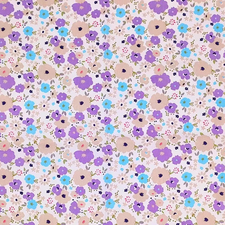 Cotton Patchwork Fabric Purple Floral Bundles Quilt DIY Sewing Fabric Bedding and Needlework Materials 8PCS 25x25CM