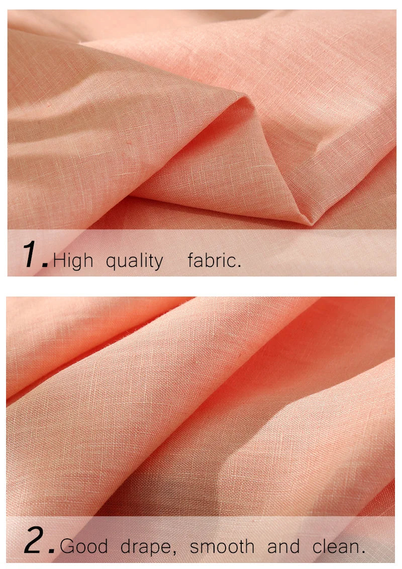 100% Linen Sewing Fabric Solid Color Natural Plant Dyed Fabric For Sewing Tops, Pants, Skirts Breathable Materials By 2 Yards