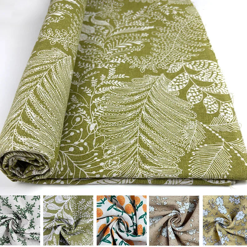 Printed Linen-Cotton Fabric, Width 1.5m Inches. Natural and Breathable, with Fresh Colors, Suitable for Use in Scene Decoration, Bags, Tablecloths, and Other Handmade Crafts.