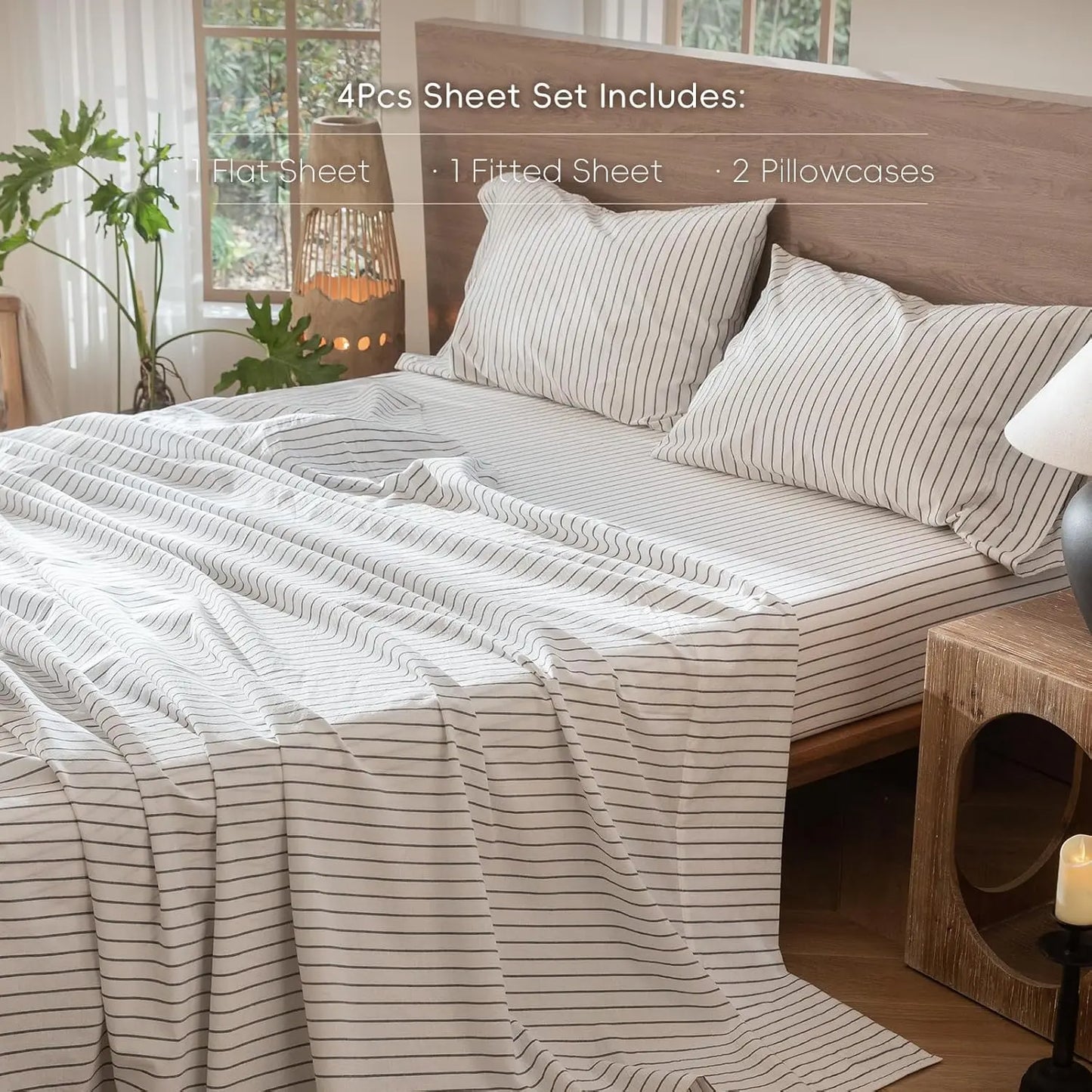 Premium 100% Pure Linen Bed Sheet Set - 4 Piece Complete Bedding Collection