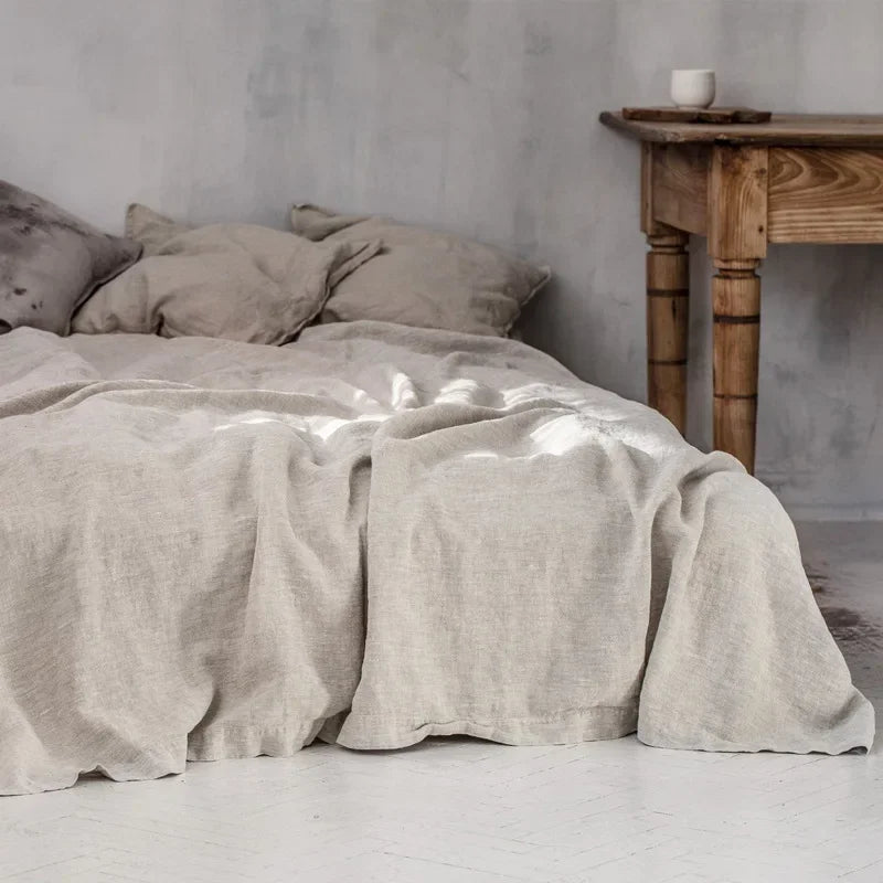 Stone-Washed 100% Linen Flat Sheet Set - 3 Piece with Pillowcases
