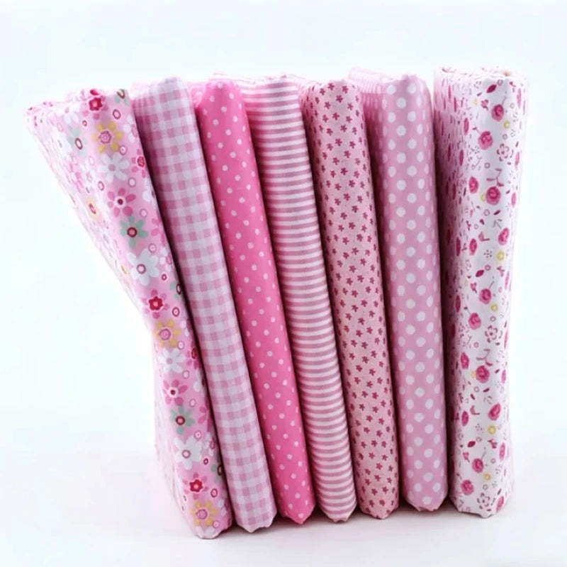 Assorted 7 Color Patchwork Cotton Fabric Bundles DIY Craft Cloth for Quilting Sewing Bedding Dress Handmade Home Decor Supplies
