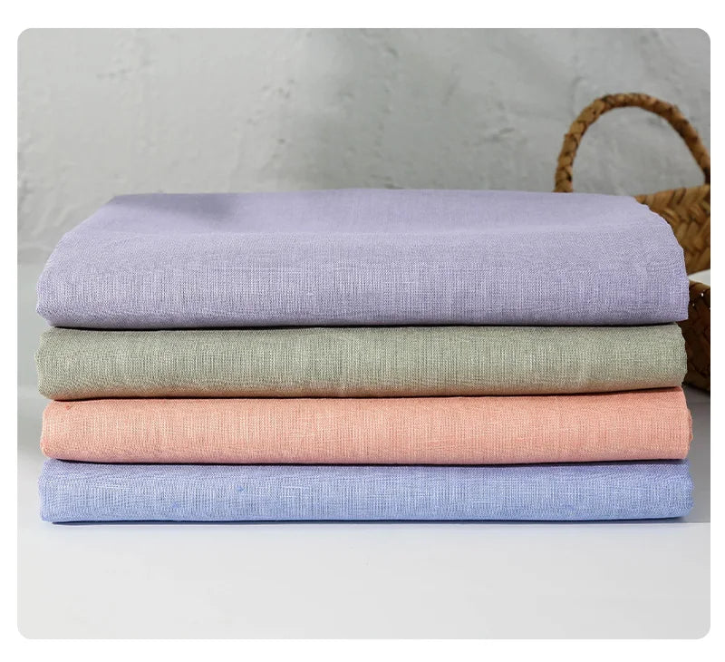100% Linen Sewing Fabric Solid Color Natural Plant Dyed Fabric For Sewing Tops, Pants, Skirts Breathable Materials By 2 Yards