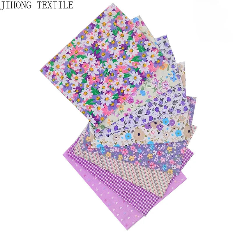 Cotton Patchwork Fabric Purple Floral Bundles Quilt DIY Sewing Fabric Bedding and Needlework Materials 8PCS 25x25CM
