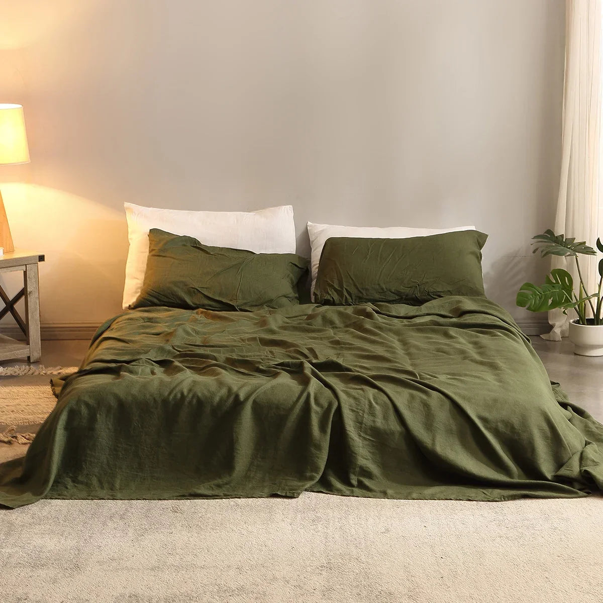 Premium 100% Pure Linen Bed Sheet Set - 4 Piece Complete Bedding Collection
