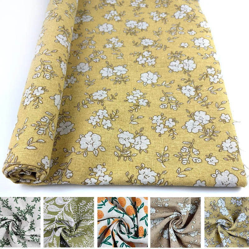 Printed Linen-Cotton Fabric, Width 1.5m Inches. Natural and Breathable, with Fresh Colors, Suitable for Use in Scene Decoration, Bags, Tablecloths, and Other Handmade Crafts.