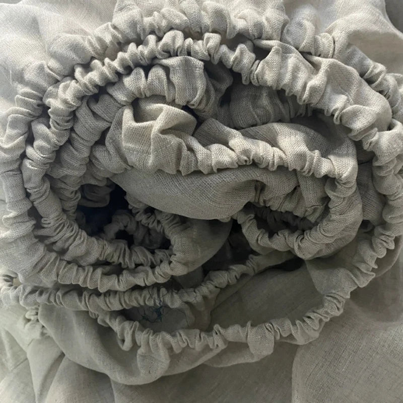 100% Pure Linen Fitted Sheet Set - Deep Pocket with Pillowcases