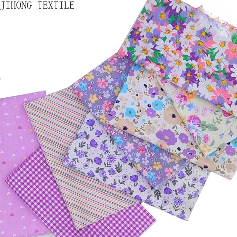 Cotton Patchwork Fabric Purple Floral Bundles Quilt DIY Sewing Fabric Bedding and Needlework Materials 8PCS 25x25CM