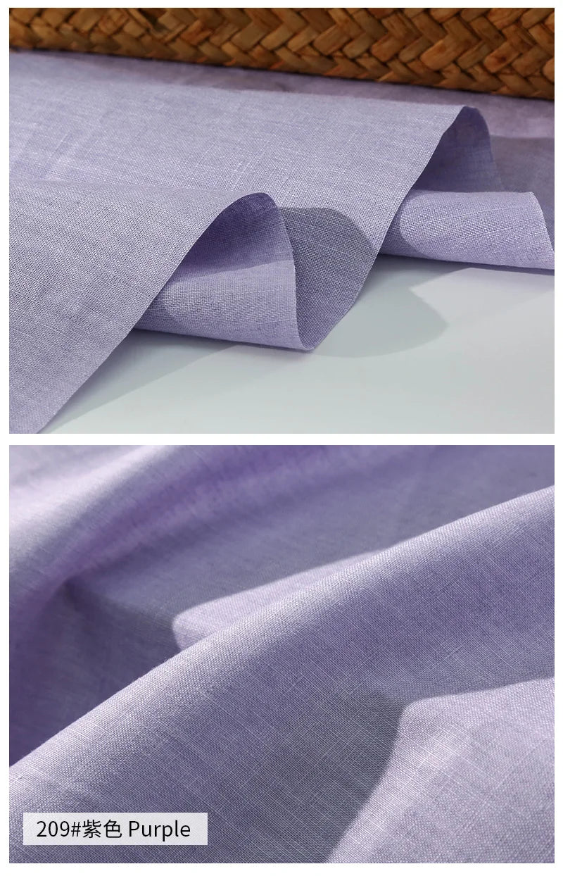 100% Linen Sewing Fabric Solid Color Natural Plant Dyed Fabric For Sewing Tops, Pants, Skirts Breathable Materials By 2 Yards