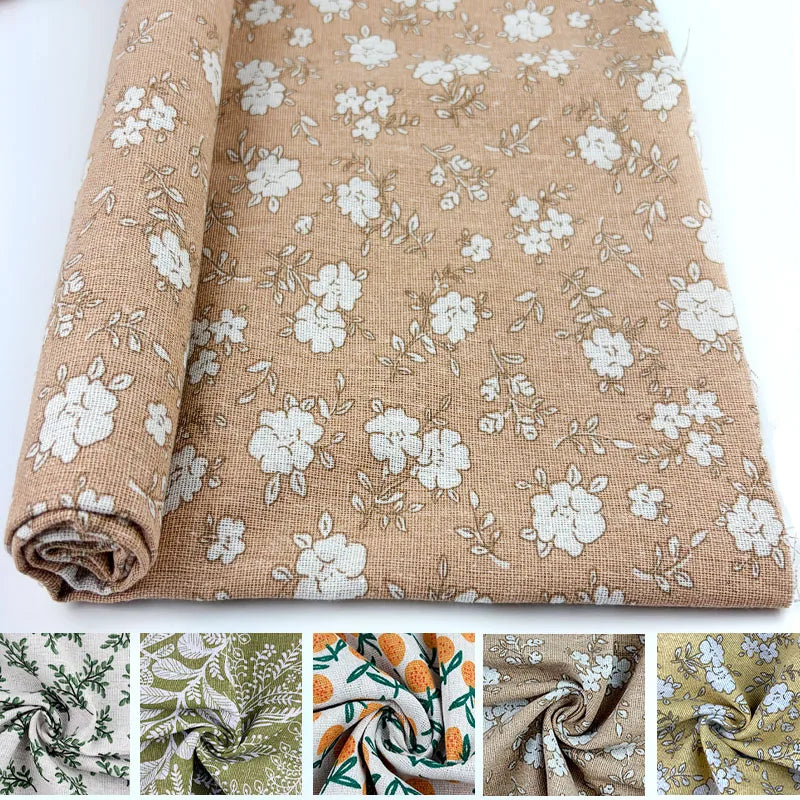 Printed Linen-Cotton Fabric, Width 1.5m Inches. Natural and Breathable, with Fresh Colors, Suitable for Use in Scene Decoration, Bags, Tablecloths, and Other Handmade Crafts.