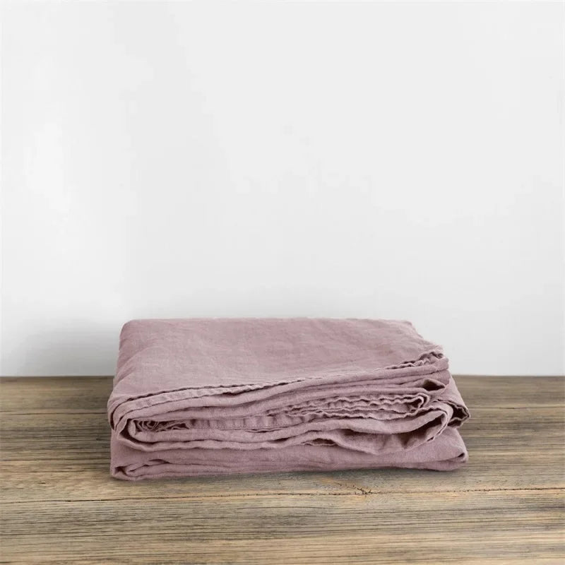 Stone-Washed 100% Linen Flat Sheet Set - 3 Piece with Pillowcases