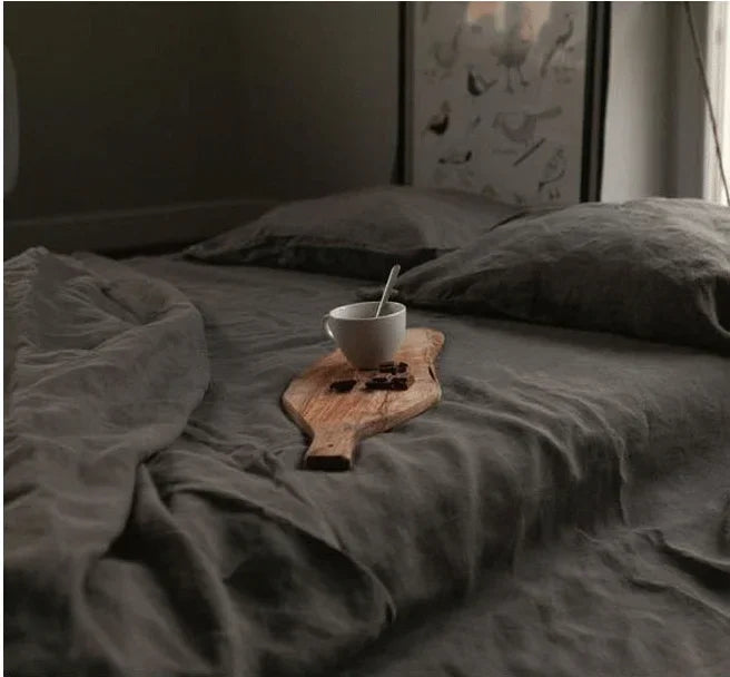 Stone-Washed 100% Linen Flat Sheet Set - 3 Piece with Pillowcases