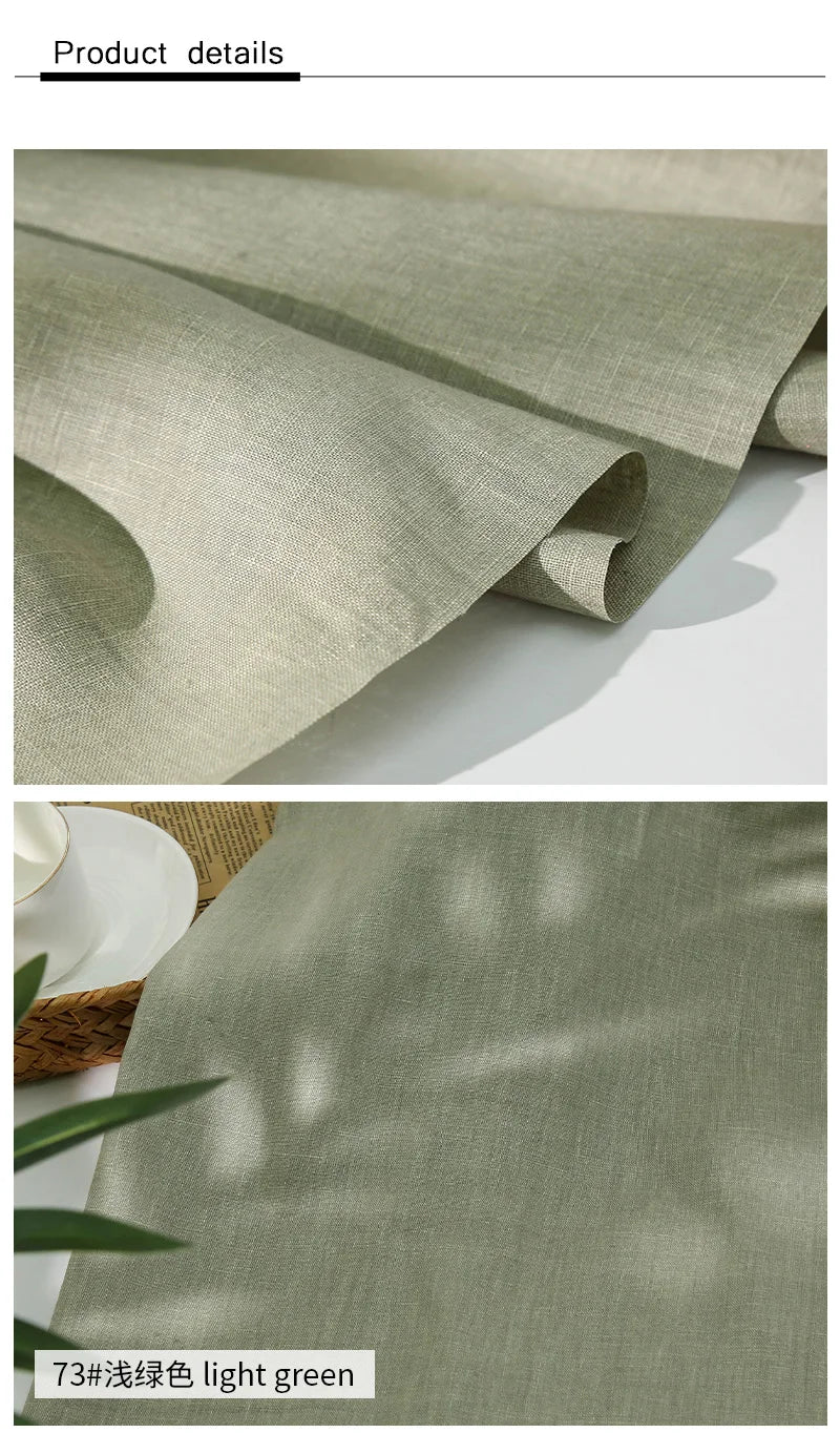 100% Linen Sewing Fabric Solid Color Natural Plant Dyed Fabric For Sewing Tops, Pants, Skirts Breathable Materials By 2 Yards