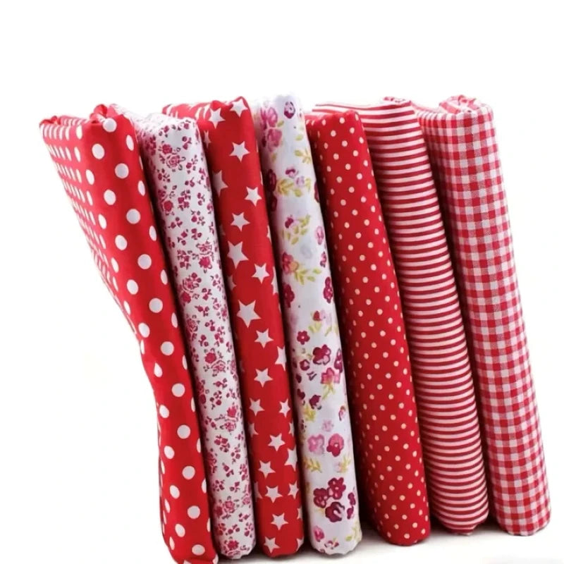 Assorted 7 Color Patchwork Cotton Fabric Bundles DIY Craft Cloth for Quilting Sewing Bedding Dress Handmade Home Decor Supplies
