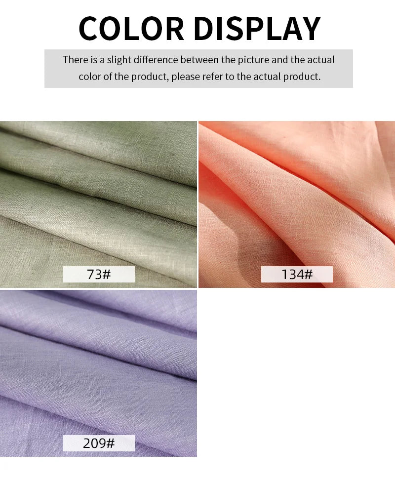 100% Linen Sewing Fabric Solid Color Natural Plant Dyed Fabric For Sewing Tops, Pants, Skirts Breathable Materials By 2 Yards