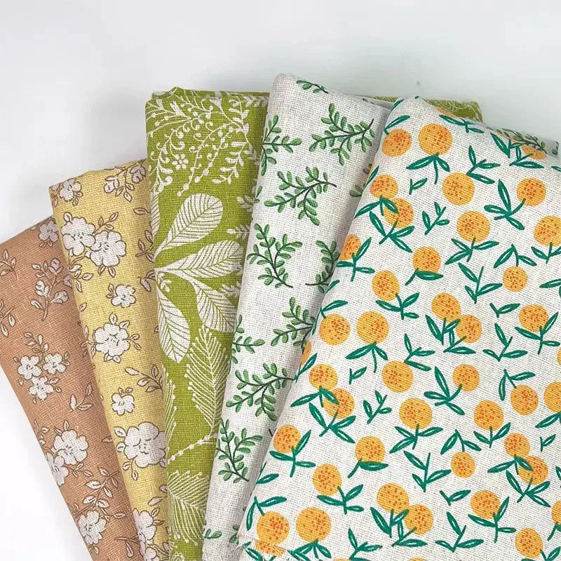 Printed Linen-Cotton Fabric, Width 1.5m Inches. Natural and Breathable, with Fresh Colors, Suitable for Use in Scene Decoration, Bags, Tablecloths, and Other Handmade Crafts.