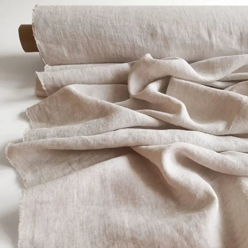 100% French Linen Fabric, Soft Non-woven Washed Linen for Clothing, Tablecloths, Curtains, DIY Sewing Natural Flax Material