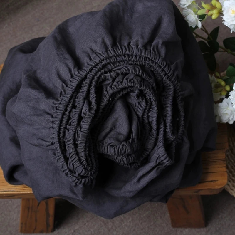 100% Pure Linen Fitted Sheet Set - Deep Pocket with Pillowcases