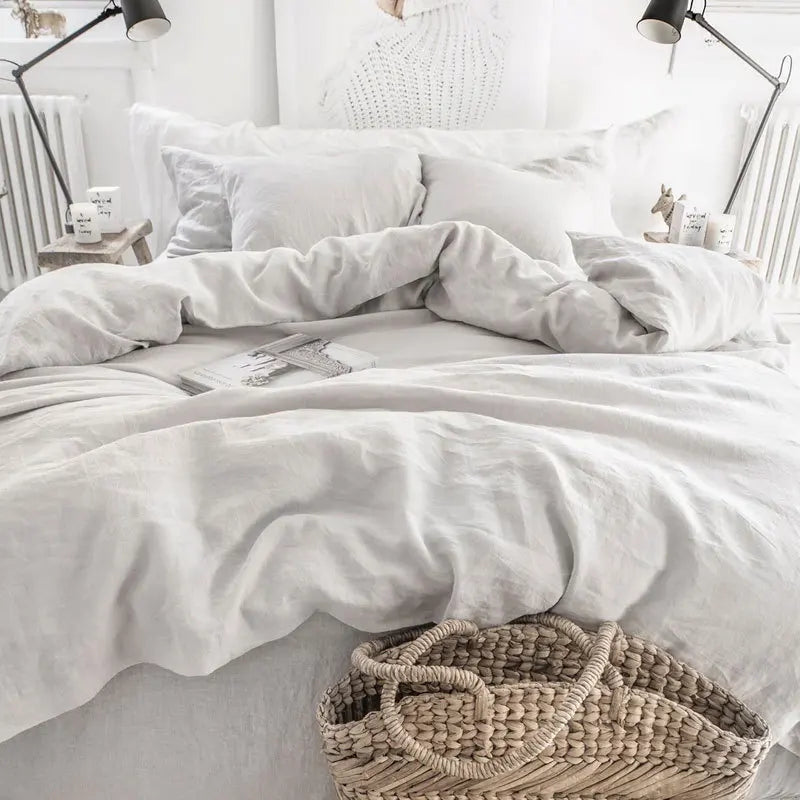 Premium 100% Pure Linen Bed Sheet Set - 4 Piece Complete Bedding Collection