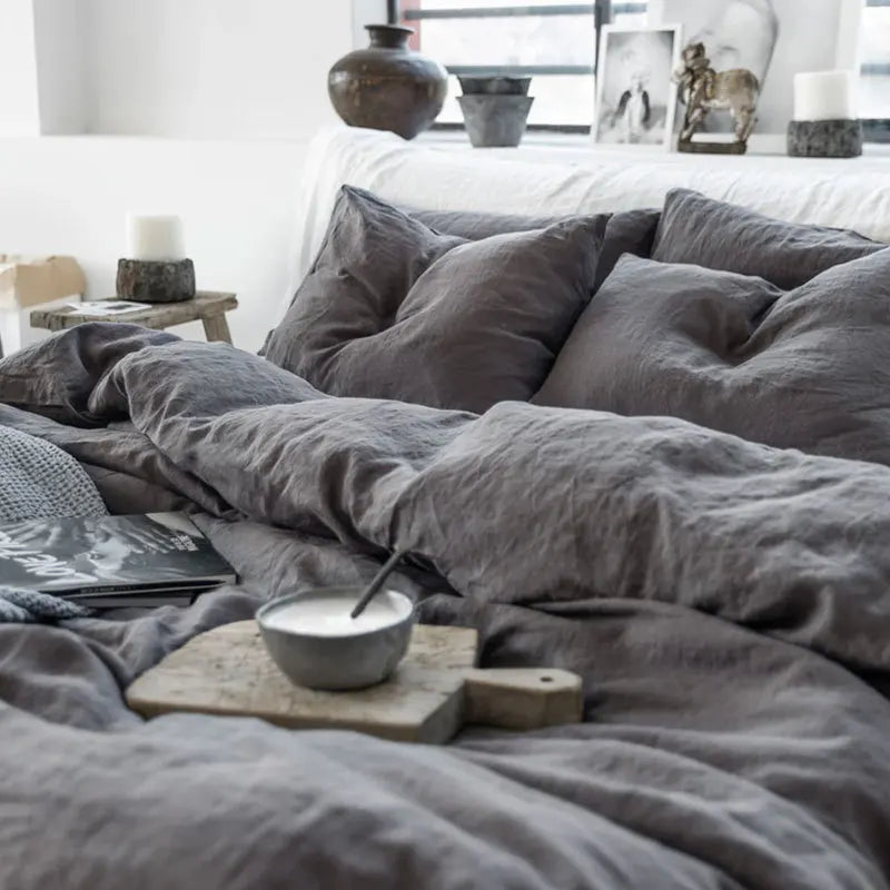 Premium 100% Pure Linen Bed Sheet Set - 4 Piece Complete Bedding Collection