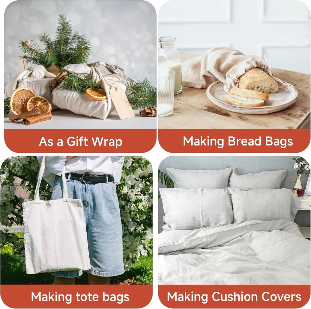 100% French Linen Fabric, Soft Non-woven Washed Linen for Clothing, Tablecloths, Curtains, DIY Sewing Natural Flax Material