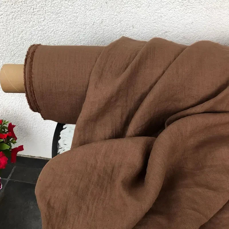 100% French Linen Fabric, Soft Non-woven Washed Linen for Clothing, Tablecloths, Curtains, DIY Sewing Natural Flax Material