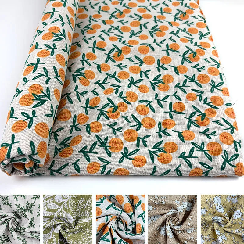 Printed Linen-Cotton Fabric, Width 1.5m Inches. Natural and Breathable, with Fresh Colors, Suitable for Use in Scene Decoration, Bags, Tablecloths, and Other Handmade Crafts.