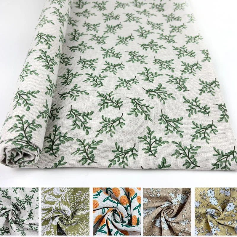 Printed Linen-Cotton Fabric, Width 1.5m Inches. Natural and Breathable, with Fresh Colors, Suitable for Use in Scene Decoration, Bags, Tablecloths, and Other Handmade Crafts.