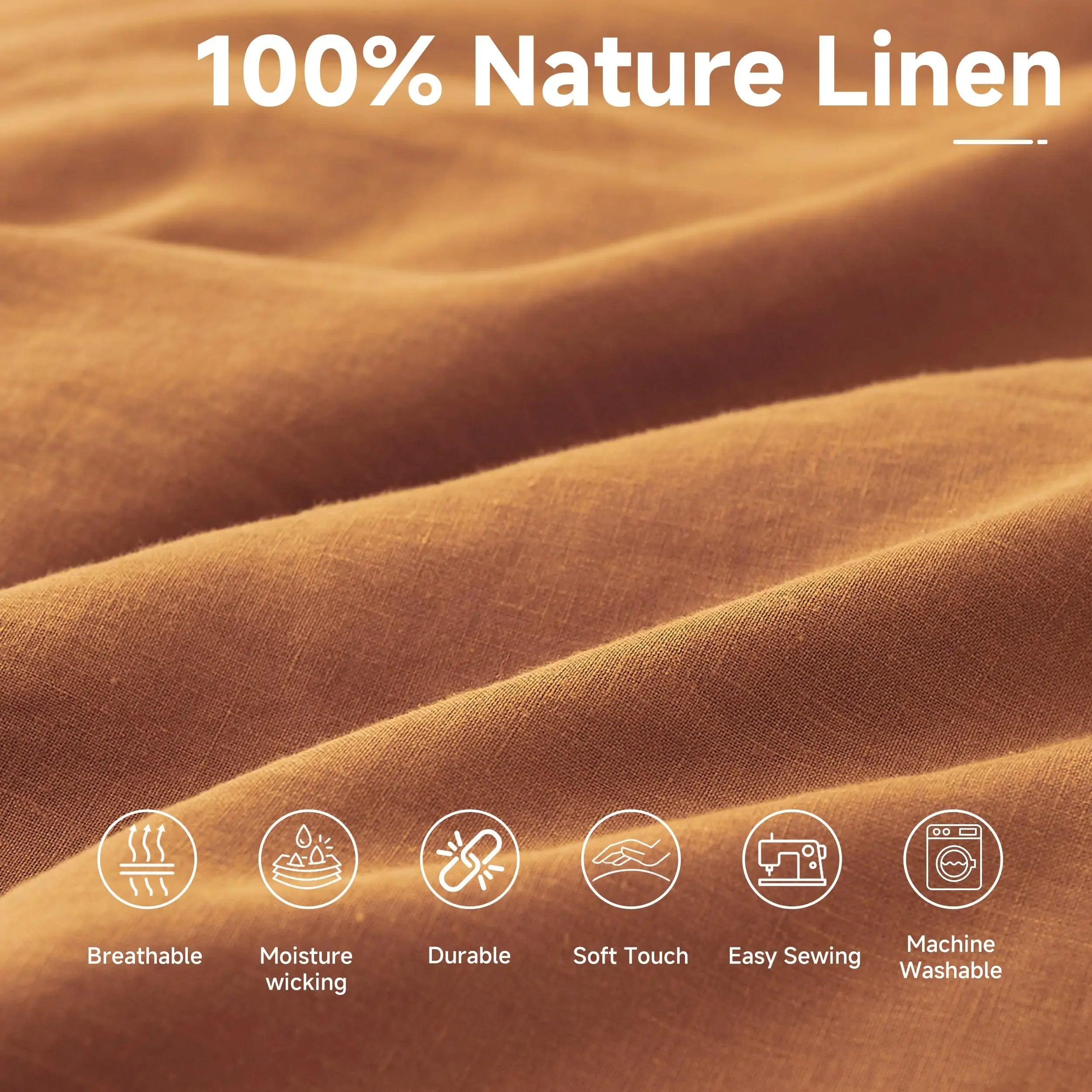 100% French Linen Fabric, Soft Non-woven Washed Linen for Clothing, Tablecloths, Curtains, DIY Sewing Natural Flax Material