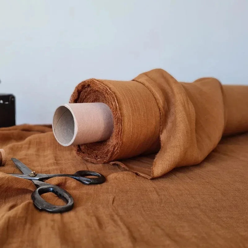 100% French Linen Fabric, Soft Non-woven Washed Linen for Clothing, Tablecloths, Curtains, DIY Sewing Natural Flax Material