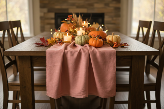Autumn rosy pink table runner