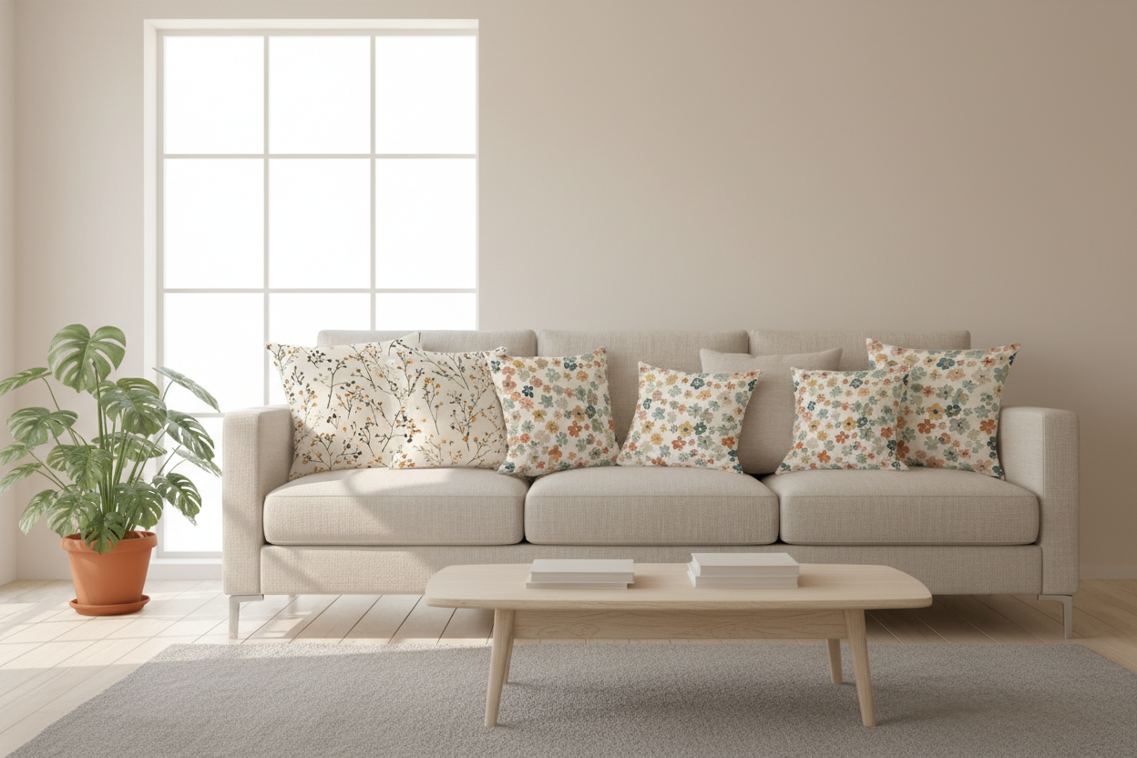 Mix and match cushion covers with botanical prints