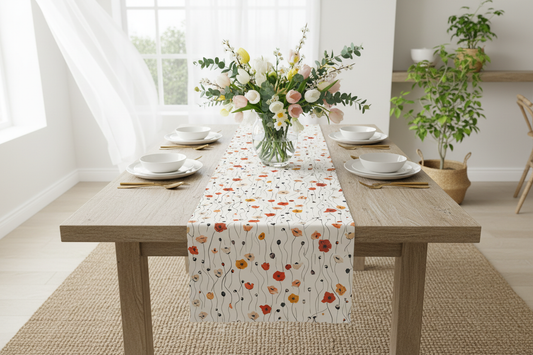 Spring botanical beige table runner